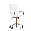 Flash Furniture Mid-back White Executive Swivel Office Chair With Gold Frame, Arms, In White