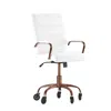 Flash Furniture Mid-back White Executive Swivel Office Chair With Gold Frame, Arms, In White