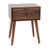 Flash Furniture Mid-century One Drawer Wood Nightstand, Dark Walnut In Brown