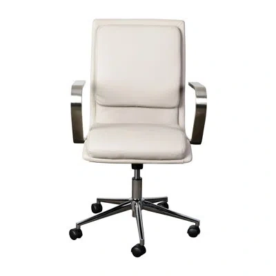 Flash Furniture Mid-back Designer Upholstered Swivel Executive Office Chair With Armrests In Chrome,taupe