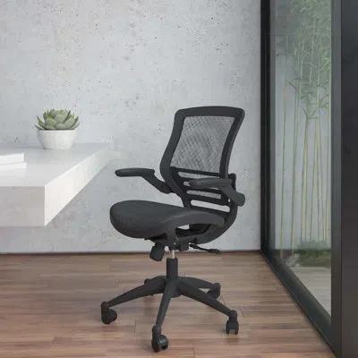 Flash Furniture Mid-back Mesh Executive Office Chair With Flip-up Arms In Black
