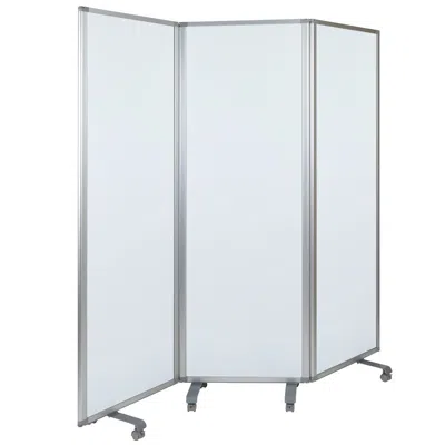 Flash Furniture Mobile Magnetic Whiteboard Partition With Lockable Casters, 72"h X 24"w In Silver