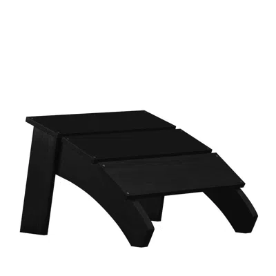 Flash Furniture Modern All-weather Poly Resin Wood Adirondack Ottoman Foot Rest In Black