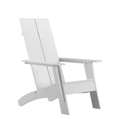 Flash Furniture Modern Commercial All-weather Poly Resin Wood Adirondack Chair In White