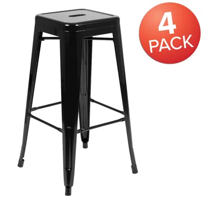 Flash Furniture Modern Industrial Metal Stool In Black
