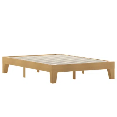 Flash Furniture Natural Pine Finish Wood Full Platform Bed With Wooden Support Slats In Brown
