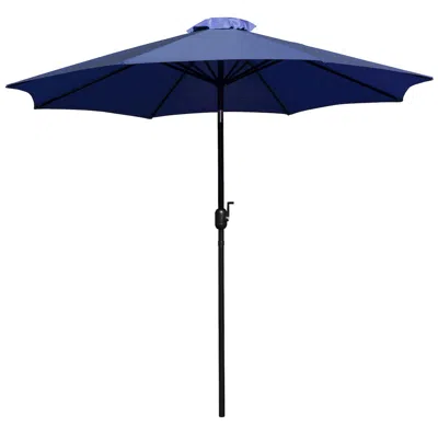 Flash Furniture Navy 9 Ft Round Umbrella With 1.5" Diameter Aluminum Pole In Blue