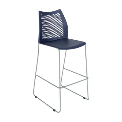 Flash Furniture Navy Stack Bar Stool With Air-vent Back And Gray Powder Coated Sled Base In Blue