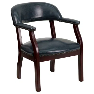 Flash Furniture Navy Vinyl Luxurious Conference Chair With Accent Nail Trim In Blue