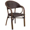 Flash Furniture O Cocoa Rattan Restaurant Patio Chair With Bamboo-aluminum Frame In Brown