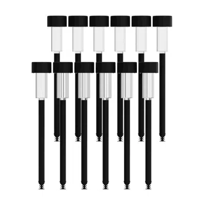Flash Furniture Outdoor Solar Powered Led Decorative Stake Lights - Set Of 12, Black