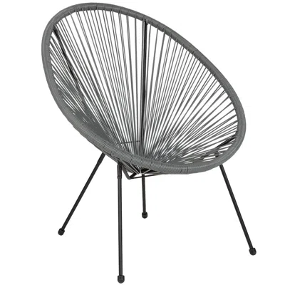 Flash Furniture Oval Comfort Take Ten Grey Papasan Lounge Chair In Gray