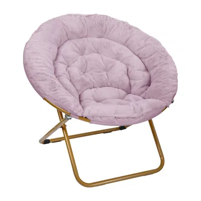 Flash Furniture Oversized Folding Saucer Chair, Dusty Purple Fabric/ Soft Gold Frame