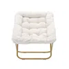 Flash Furniture Oversized Folding Saucer Chair, Ivory Faux Shearling Fabric/soft Gold Frame In White