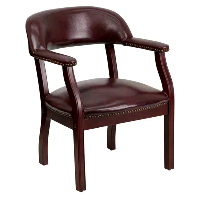 Flash Furniture Oxblood Vinyl Luxurious Conference Chair With Accent Nail Trim In Brown