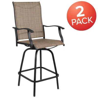 Flash Furniture Patio Bar Height Stools Set Of 2, In Brown