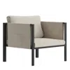 Flash Furniture Patio Chair With Cushions, Black With Beige Cushions In Neutral