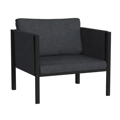 Flash Furniture Patio Chair With Cushions, Black With Charcoal Cushions In Gray