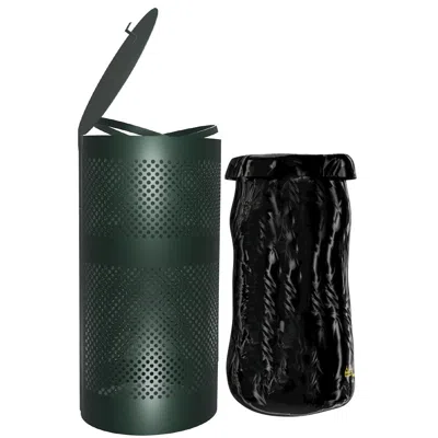Flash Furniture Pet Waste Lidded Trash Can In Green