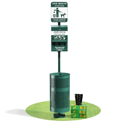 Flash Furniture Pet Waste Station With Lidded Trash Can In Green