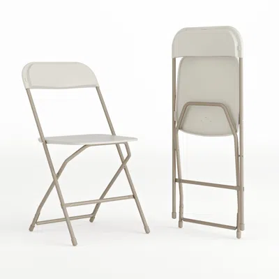 Flash Furniture Plastic Folding Chair Beige - 2 Pack 650lb Weight Capacity In White