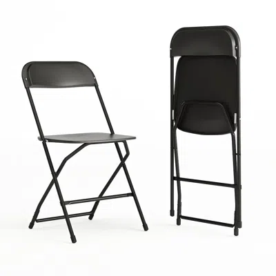 Flash Furniture Plastic Folding Chair Black - 2 Pack 650lb Weight Capacity