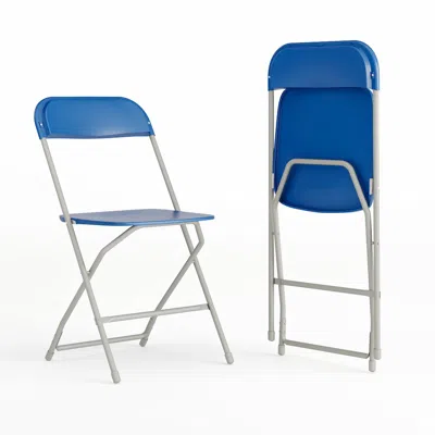 Flash Furniture Plastic Folding Chair Blue - 2 Pack 650lb Weight Capacity