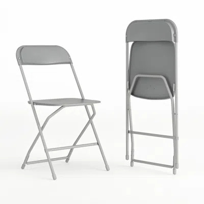 Flash Furniture Plastic Folding Chair Grey - 2 Pack 650lb Weight Capacity In Gray