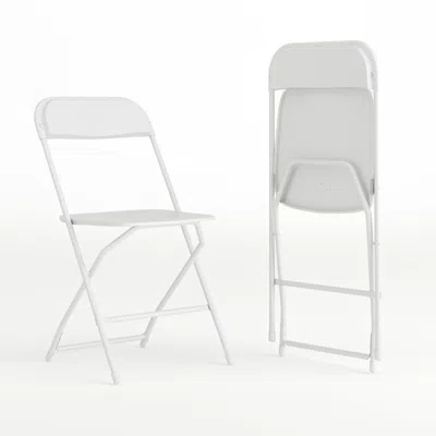 Flash Furniture Plastic Folding Chair White - 2 Pack 650lb Weight Capacity