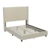 Flash Furniture Queen Upholstered Platform Bed With Channel Stitched Wingback Headboard, Beige In Neutral