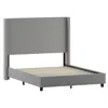 Flash Furniture Queen Upholstered Platform Bed With Channel Stitched Wingback Headboard, Gray In Gray