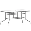 Flash Furniture Rectangular Glass Patio Table With Seating For 6 In Black