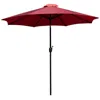 Flash Furniture Red 9 Ft Round Umbrella With 1.5" Diameter Aluminum Pole In Brown