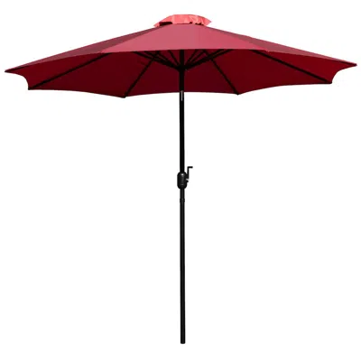 Flash Furniture Red 9 Ft Round Umbrella With 1.5" Diameter Aluminum Pole In Brown
