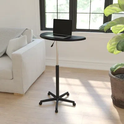 Flash Furniture Robertson Eve Sit To Stand Height Adjustable Mobile Laptop Desk/speaker's Lectern In Black