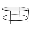 Flash Furniture Round Coffee Table - Modern Clear Glass Coffee Table With Matte Black Frame In Transparent