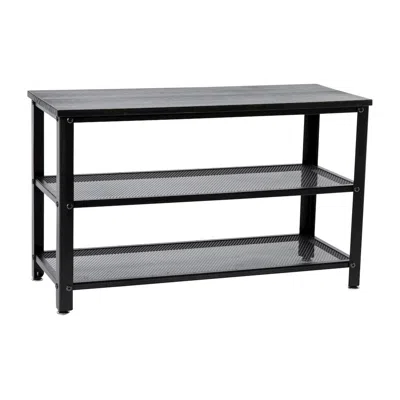 Flash Furniture Rustic 3-tier Entryway Bench, Black Wash In Gray
