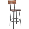 Flash Furniture Rustic Walnut Restaurant Barstool & Back And Gray Powder Coat Frame In Brown
