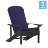 Flash Furniture Set Of 2 Adirondack Chairs In Slate Gray With Blue Cushions, Porch, And Patio In Blue