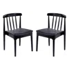 Flash Furniture Set Of 2 Black Dining Chairs With Curved Spindle Backrests, Black Vinyl Seats In Black