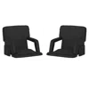 Flash Furniture Set Of 2 Black Portable Lightweight Stadium Chairs With Armrests In Black