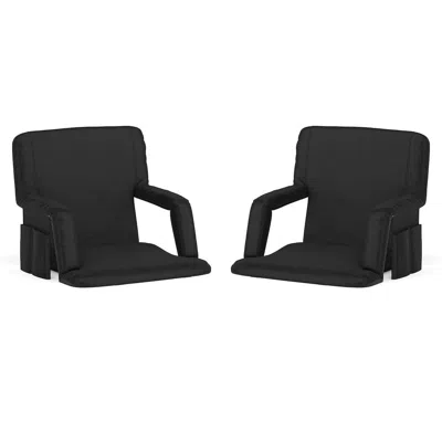 Flash Furniture Set Of 2 Black Portable Lightweight Stadium Chairs With Armrests