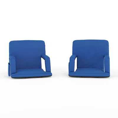 Flash Furniture Set Of 2 Blue Portable Lightweight Stadium Chairs With Armrests