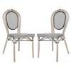 Flash Furniture Set Of 2 Classic Bistro Chairs, Black & White/light Natural Frame In Multi