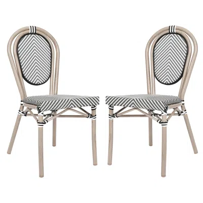 Flash Furniture Set Of 2 Classic Bistro Chairs, Black & White/light Natural Frame In Multi