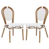 Flash Furniture Set Of 2 Classic Commercial Grade Bistro Chairs, White & Gray/natural Frame In White