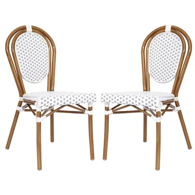 Flash Furniture Set Of 2 Classic Commercial Grade Bistro Chairs, White & Gray/natural Frame