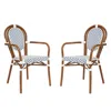 Flash Furniture Set Of 2 Classic Commercial Grade Bistro Chairs, White & Navy/natural Frame In Brown