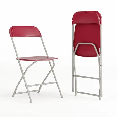 Flash Furniture Set Of 2 Commercial Grade Red Plastic Folding Chairs