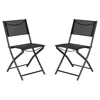 Flash Furniture Set Of 2 Folding Chairs With Black Material Backs And Seats, Black Metal Frames In Black
